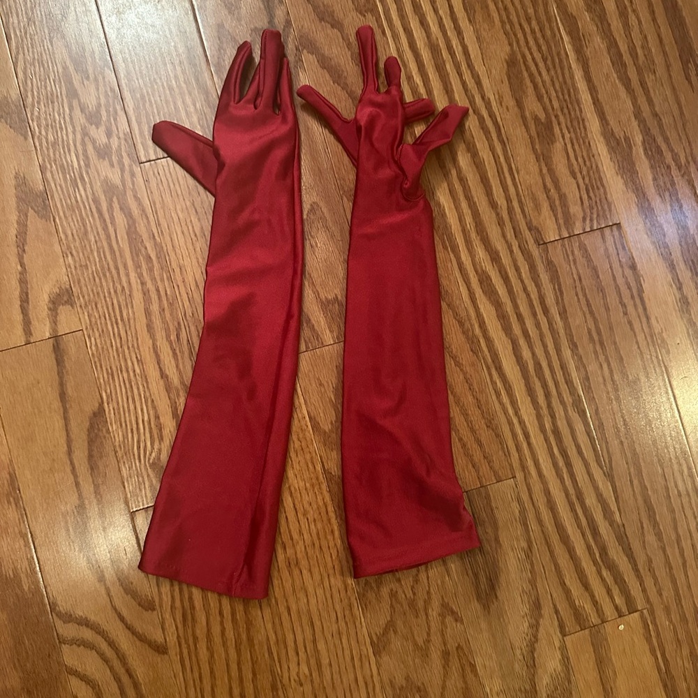 Elegant Red Long Gloves